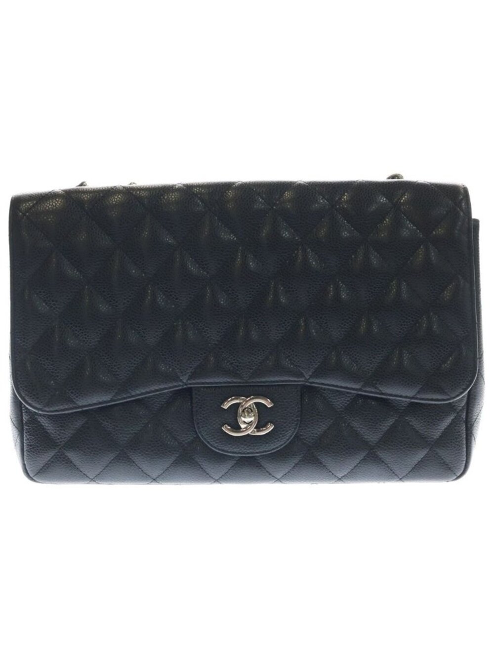 Chanel Maxi Quilted 30 S Flap Chain Shoulder Bag Black Caviar Leather Box Card